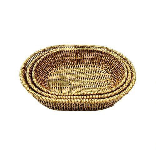 3'li Oval Hasır Sepet