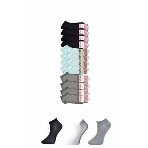 Siyah Gri ve Beyaz Kadın Bilek Çorap 12 çift