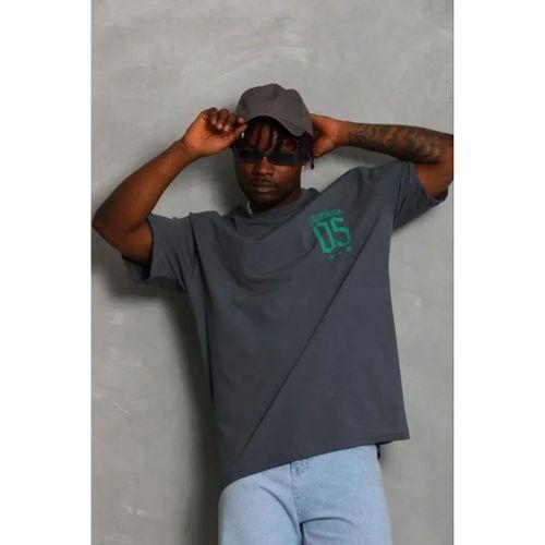 Erkek Baskılı T-Shirt Kısa Kol Bisiklet Yaka Regular Fit Rahat Kalıp Günlük Tişört - Füme