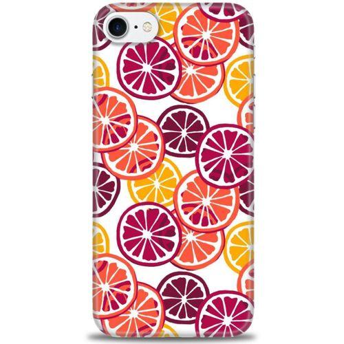 iPhone 8 Kılıf HD Baskılı Kılıf - Bordo Limon Dilimleri + Tam Ekran Koruyucu