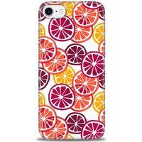 iPhone 8 Kılıf HD Baskılı Kılıf - Bordo Limon Dilimleri + Tam Ekran Koruyucu