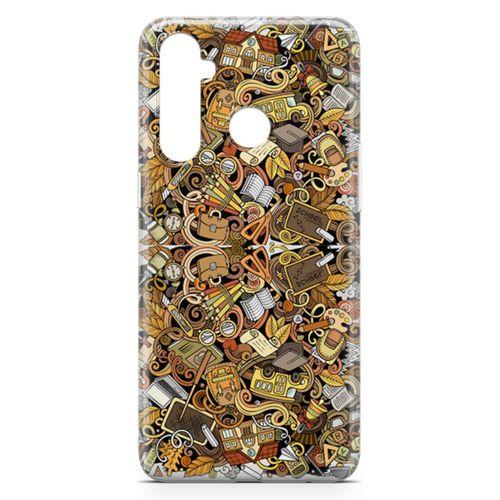 Realme 5 Pro Kılıf Eğitimci Doodle Arka Kapak Koruma Desenli Full Koruyucu