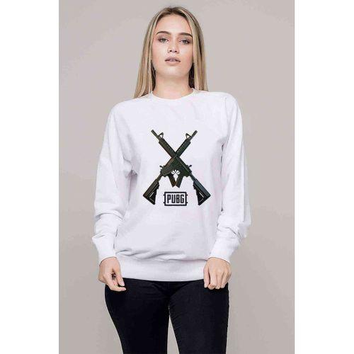 Pubg M416 Silah Baskılı Beyaz Kadın Sweatshirt