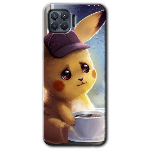 Oppo Reno 4 Lite HD Baskılı Kılıf + 9D Tam Ekran Koruyucu - Üzgün Pikaçu