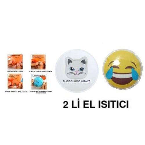 Gülen Emoji,Kedi Cep Sobası,El Isıtıcı,2 Adet Sıcak Su Torbası Pvc  9Cm