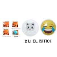 Gülen Emoji,Kedi Cep Sobası,El Isıtıcı,2 Adet Sıcak Su Torbası Pvc  9Cm