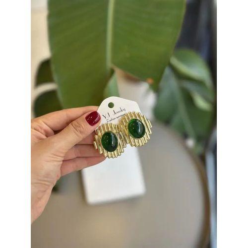 Taşlı Küpe - Yeşil