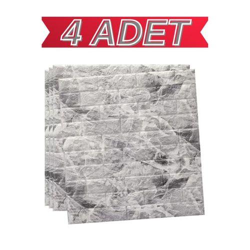 Kendinden Yapışkanlı Çift Renk Alaca Gri Tuğla Esnek Tuğla Sünger Duvar Paneli 70x77 Cm 4 Adet