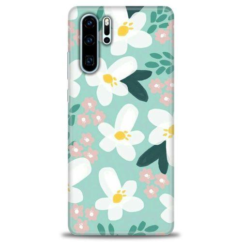 Huawei P30 Pro Kılıf HD Baskılı Kılıf - Pembe Beyaz Papatyalar + Tam Ekran Koruyucu
