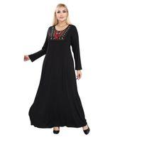 Melsay Butik Siyah Etnik Kare Yaka Püskül Detaylı Uzun Elbise