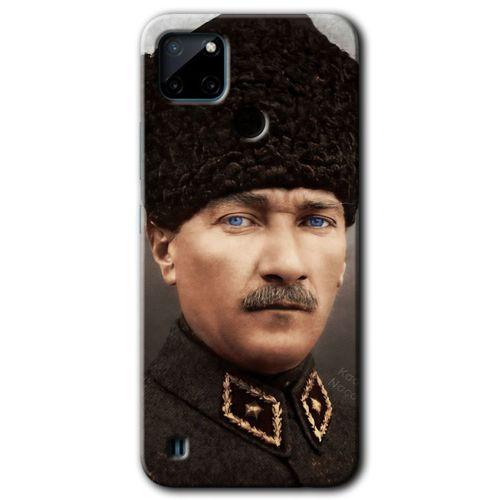 BeRa Aksesuar Realme C21 Kılıf Baskılı Kapak - Başkomutan Atatürk +Tam Kaplayan Mat Seramik