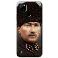 BeRa Aksesuar Realme C21 Kılıf Baskılı Kapak - Başkomutan Atatürk +Tam Kaplayan Mat Seramik