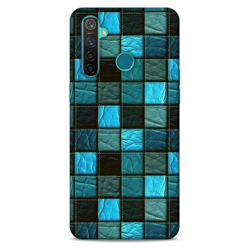 Oppo Realme 5 Pro Kılıf Patchwork (27) Tasarımlı Kılıf Turkuaz Siyah