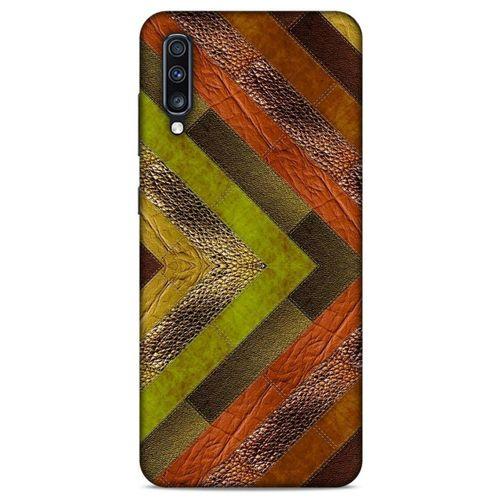 Samsung Galaxy A70s Kılıf Patchwork (10) Full Koruma Kılıfı Yeşil Turuncu
