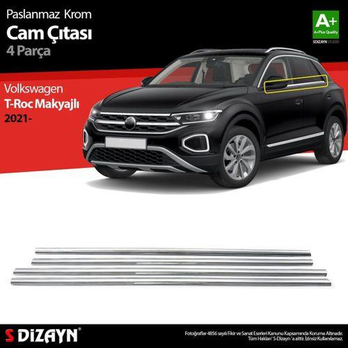Volkswagen T-Roc Uyumlu Makyajlı Krom Cam Çıtası 4 Parça. 2021 Üzeri Parça