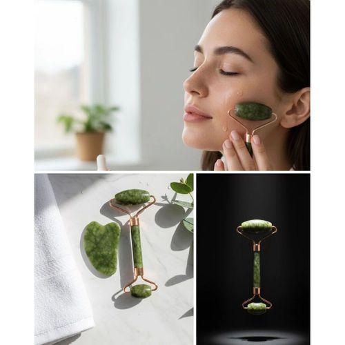 Doğal Yeşim Roller Ve Gua Sha Yüz Şekillendirme Seti