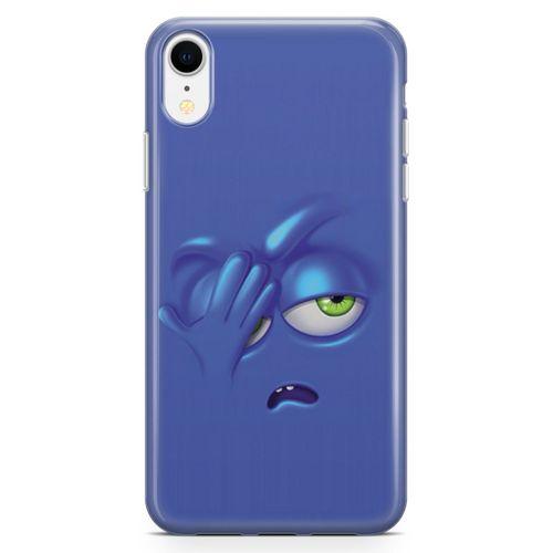 Apple iPhone XR Kılıf Mutsuz Mavi Arka Kapak Koruma Desenli Full Koruyucu