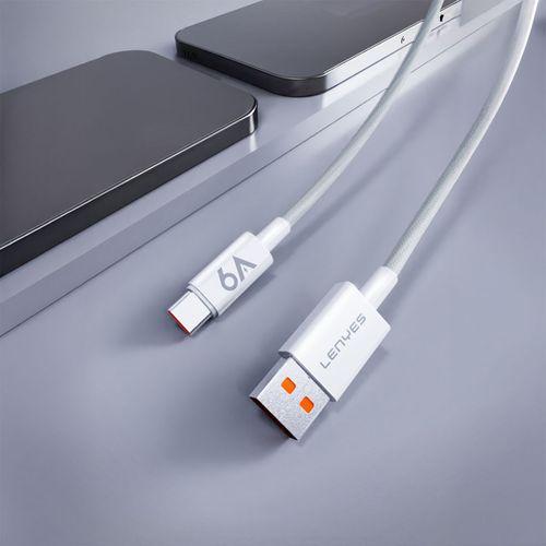 Lenyes LC518 USB-A to Type-C 6A Örgü Tasarımlı Hızlı Şarj Özellikli Data ve Şarj Kablosu 66W 1M