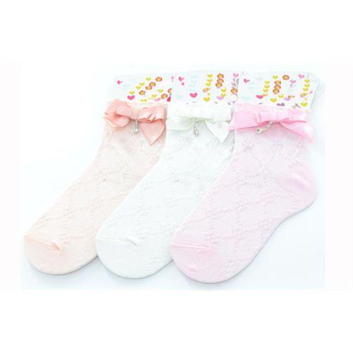 Ekinoks 3 Lü Kurdele-Damla Taşlı Yarım Konç Kız Çocuk Çorap