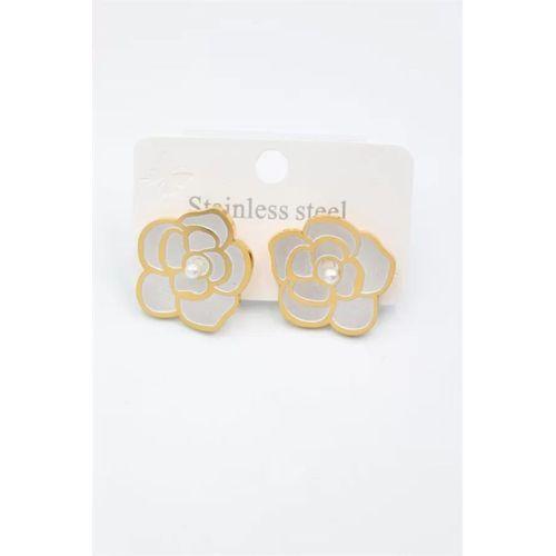 Sedef Çiçek Küpe - Altın