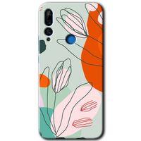MRCİLETİSİM Huawei Y9 Prime 2019 Kılıf HD Desen Baskılı Arka Kapak + Temperli Cam - Vektör Çiçekler