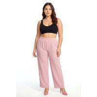 Kadın Pudra Pembe Dokulu Büyük Beden Cepli Pijama Altı