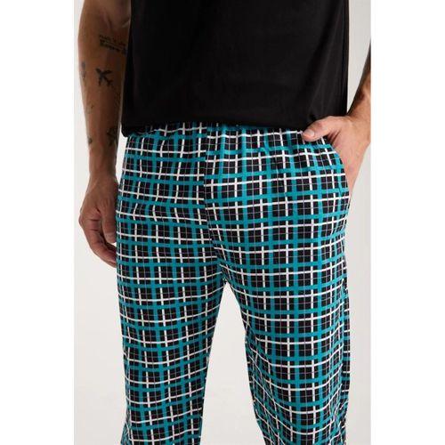 Erkek Düğmeli Yaka Siyah Kısa Kol Pijama Takımı