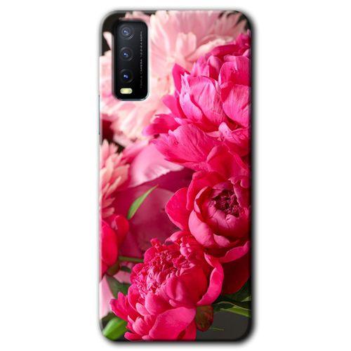 Vivo Y20 Kılıf HD Desen Baskılı Arka Kapak - Kırmızı Beyaz Gül
