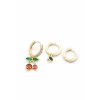 3'lü Kiraz Küpe - Altın