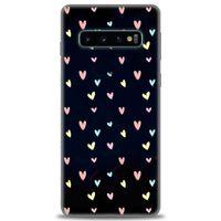 Samsung Galaxy S10 Kılıf HD Baskılı Kılıf - Mini Mini Kalpler + Tam Ekran Koruyucu