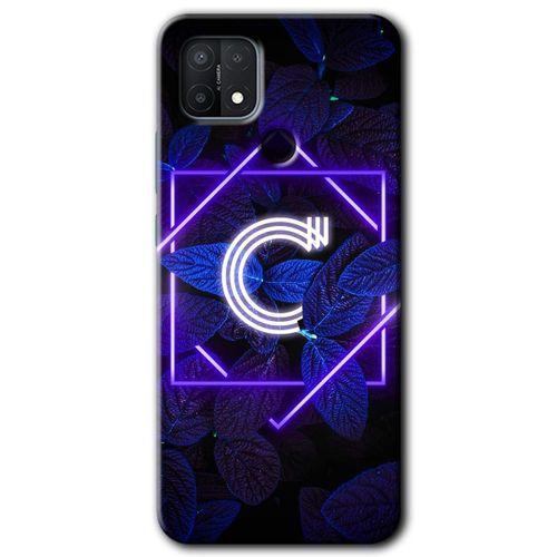 Oppo A15s Kılıf HD Desen Baskılı Arka Kapak - Dark Neon Yaprak C Harfi