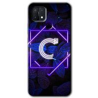 Oppo A15s Kılıf HD Desen Baskılı Arka Kapak - Dark Neon Yaprak C Harfi