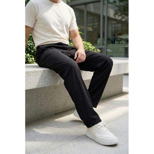 Magnus Tensel Kumaş Relaxed Fit Beli Lastikli Yazlık Erkek Pantolon - Siyah