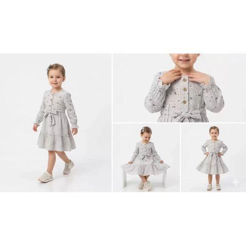 5/9 Yaş Müslin Pamuk Kumaş Çocuk Elbisesi