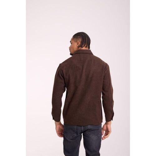 Frankel Kaşe Kumaş Tek Cepli Relaxed Fit Erkek Gömlek - Kahve