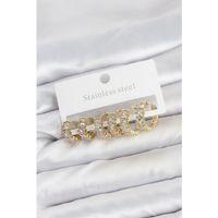 316L Çelik Gold Renk Baget Zirkon Taşlı Halka Küpe Seti - TJ-BKP11528