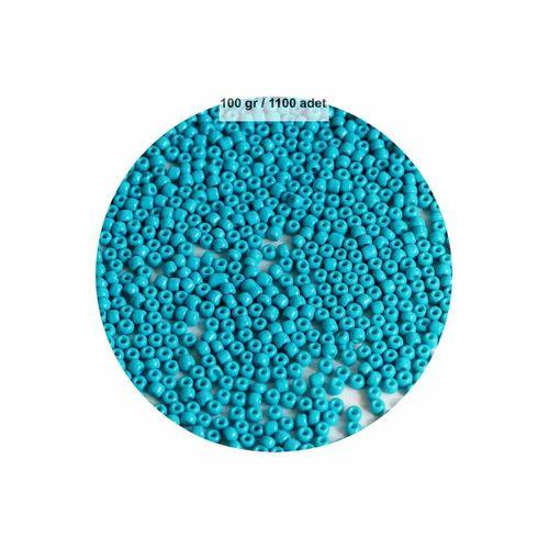 Turquaz Mavi Renk 4 mm Yaklaşık 1100 adet / 100 gram Cam Boncuk Oya Yazma Bileklik ve Kolye