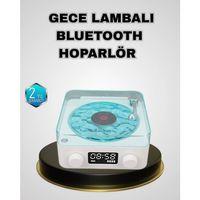 Bluetooth Hoparlörlü Gece Lambası Dijital Saat Ekranlı Su Dalgası Efektli Dekoratif