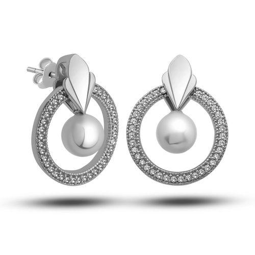 Gümüş İnci Çember Kadın Küpe