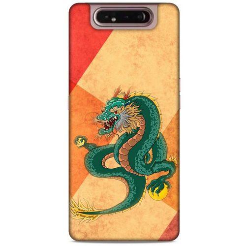 Samsung Galaxy A80 Kılıf Dragons (24) Darbe Emici Kılıf Tatoo Yeşil Ejderha