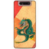 Samsung Galaxy A80 Kılıf Dragons (24) Darbe Emici Kılıf Tatoo Yeşil Ejderha