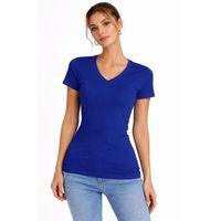 T-Shirt V Yaka Slim Fit Likralı Tişört Günlük Basic Body - İndigo