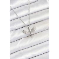 316L Çelik Zincir Gümüş Renk Melek Model Kadın Kolye