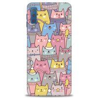 Samsung Galaxy A7 2018 Kılıf HD Baskılı Kılıf - Kediler + Tam Ekran Koruyucu