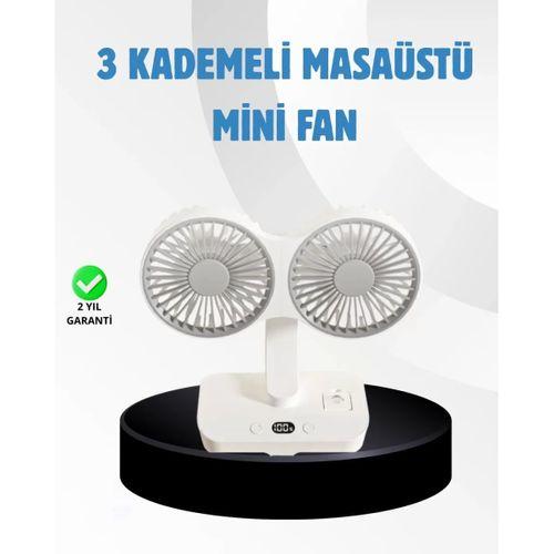 Sessiz Çalışan Usb Şarjlı Çift Kafalı Masaüstü Fan – Ev Ve Ofis İçin