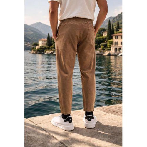 Meridian Kumaş Relaxed Fit %100 Pamuklu Jogger Erkek Yazlık Eşofman Altı Pantolon - Tiramisu