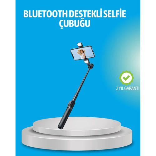 Bluetooth Işıklı Uzaktan Kumandalı Selfie Çubuğu – 130 Cm Yükseklik