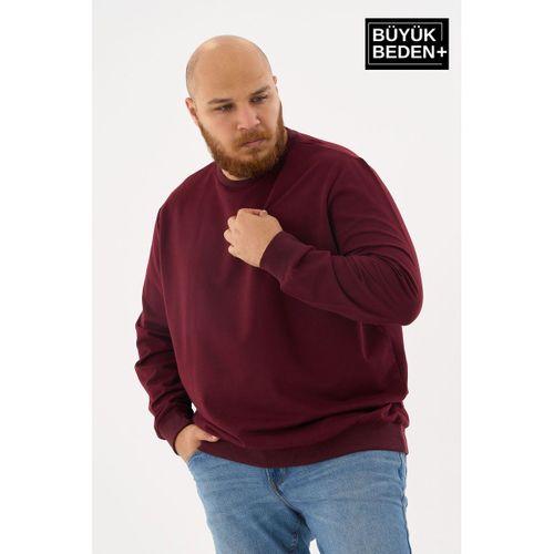 Erkek Büyük Beden Bisiklet Yaka ince Sweatshirt SPR24BSW56