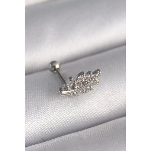 pilelistore 316L Çelik Gümüş Renk Zirkon Taşlı Dal Tragus Piercing - TJ-PR1259