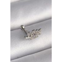 pilelistore 316L Çelik Gümüş Renk Zirkon Taşlı Dal Tragus Piercing - TJ-PR1259